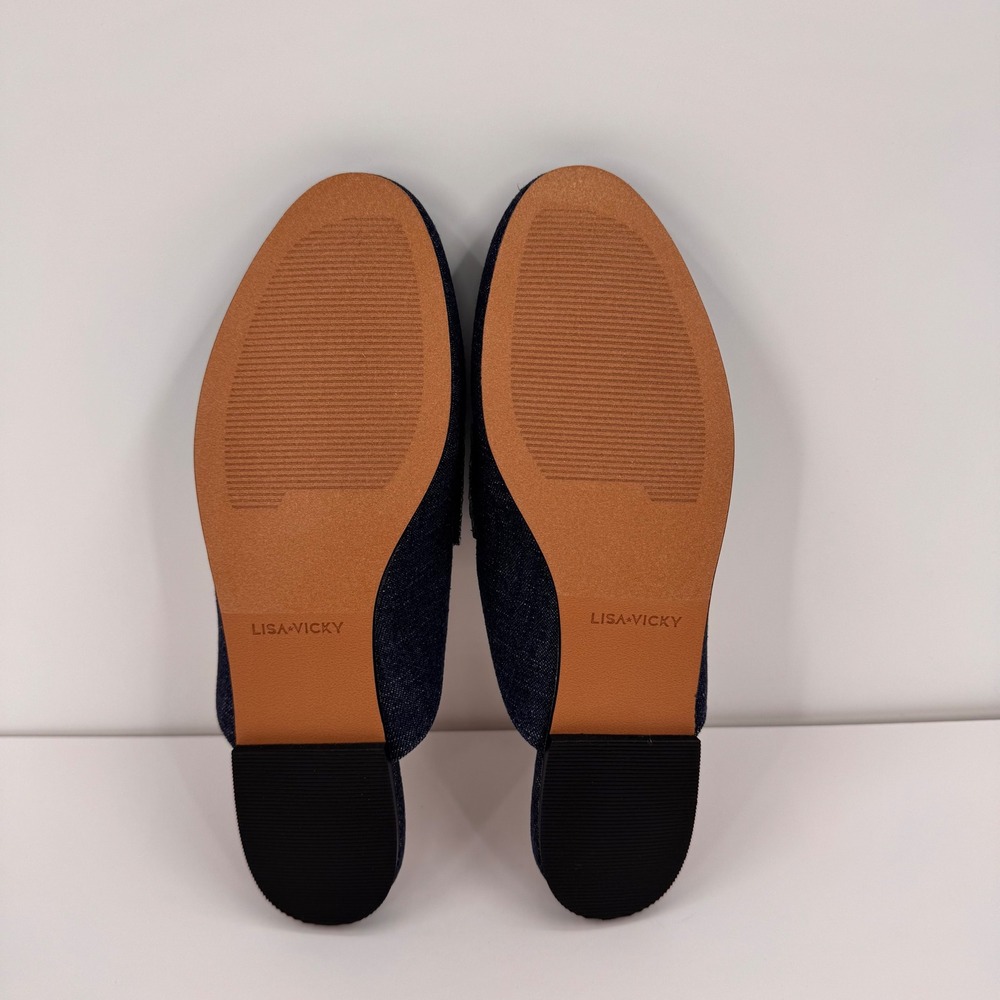 Lisa Vicky Enrich Women's 7.5 M NEW Dark Blue Denim Penny Loafer Mules Slide On - Picture 4 of 14